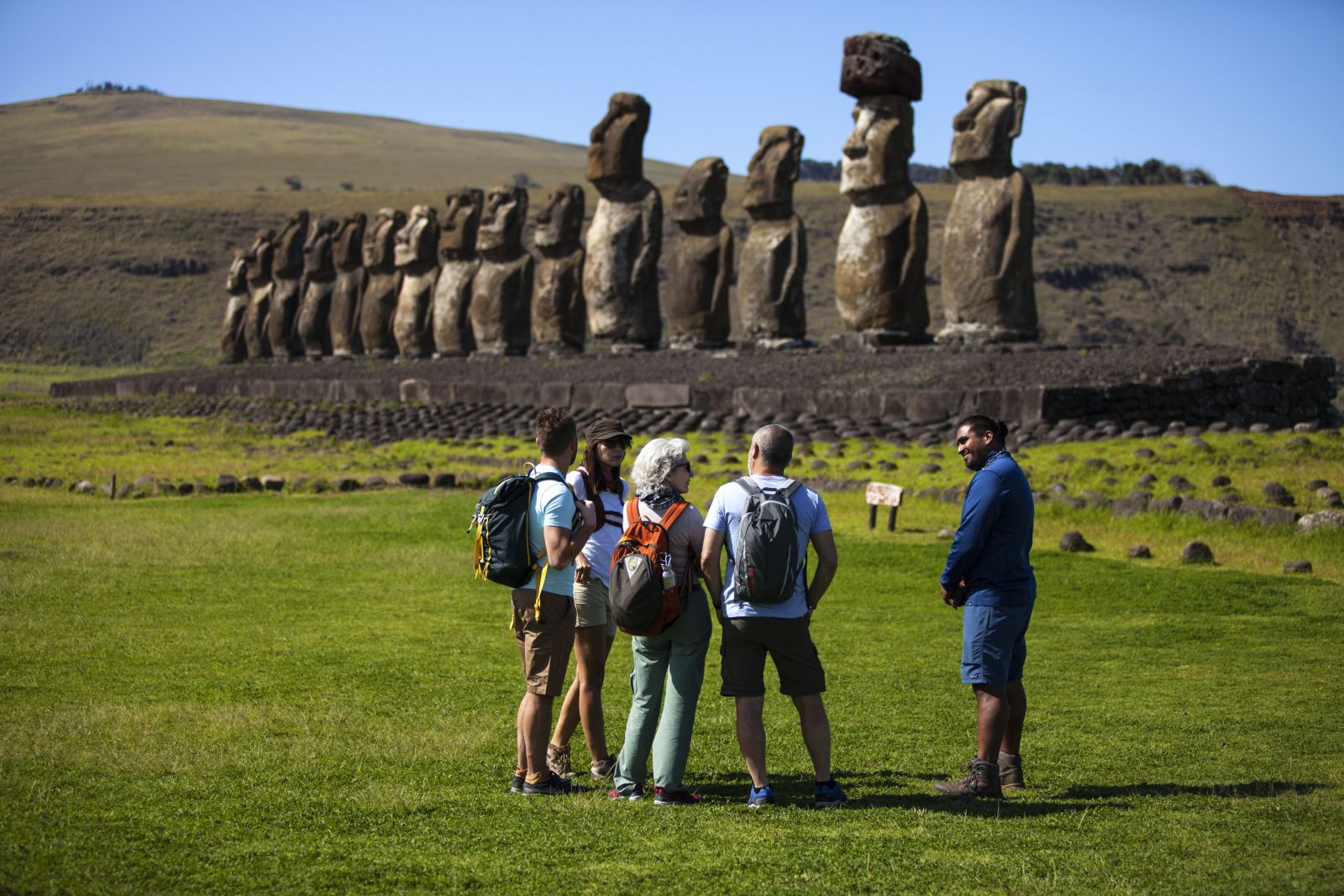 Guests from Explora Rapa Nui on an excursion to Tongariki, Easter Island