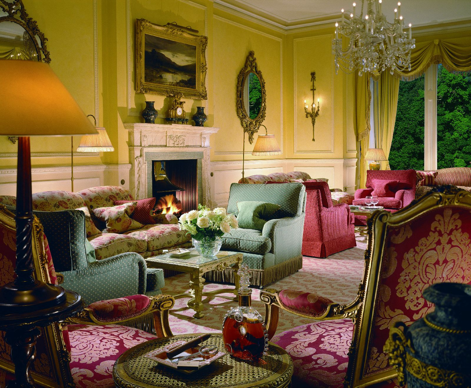 Cosy guest lounge at the Inverlochy Castle Hotel in Scotland