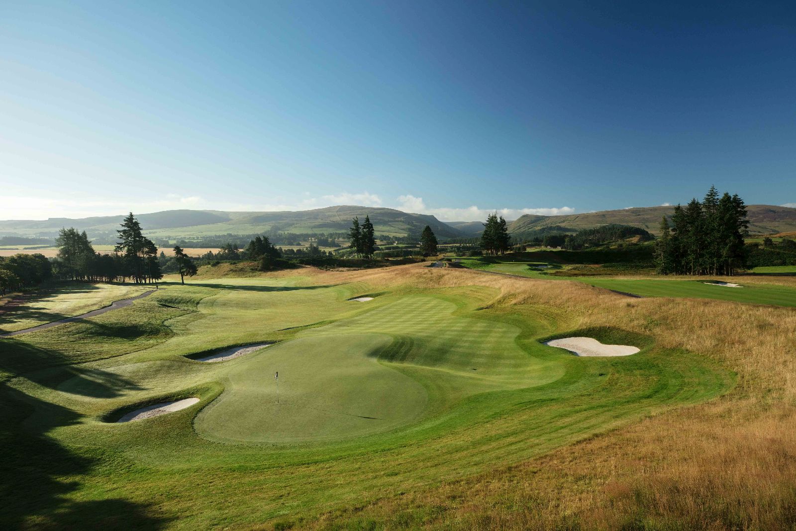 Eighteenth hole of one of the championship golf courses at Gleneagles in Scotland