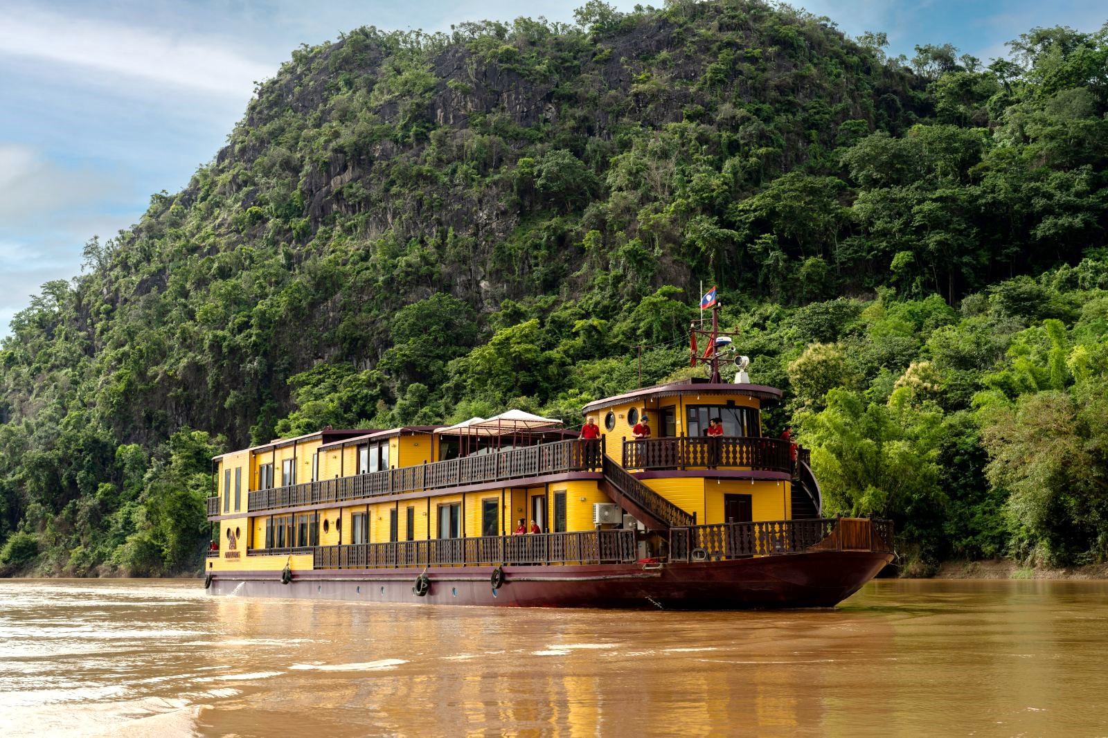 Facade of the Anouvong river cruise on the Upper Mekong in Laos