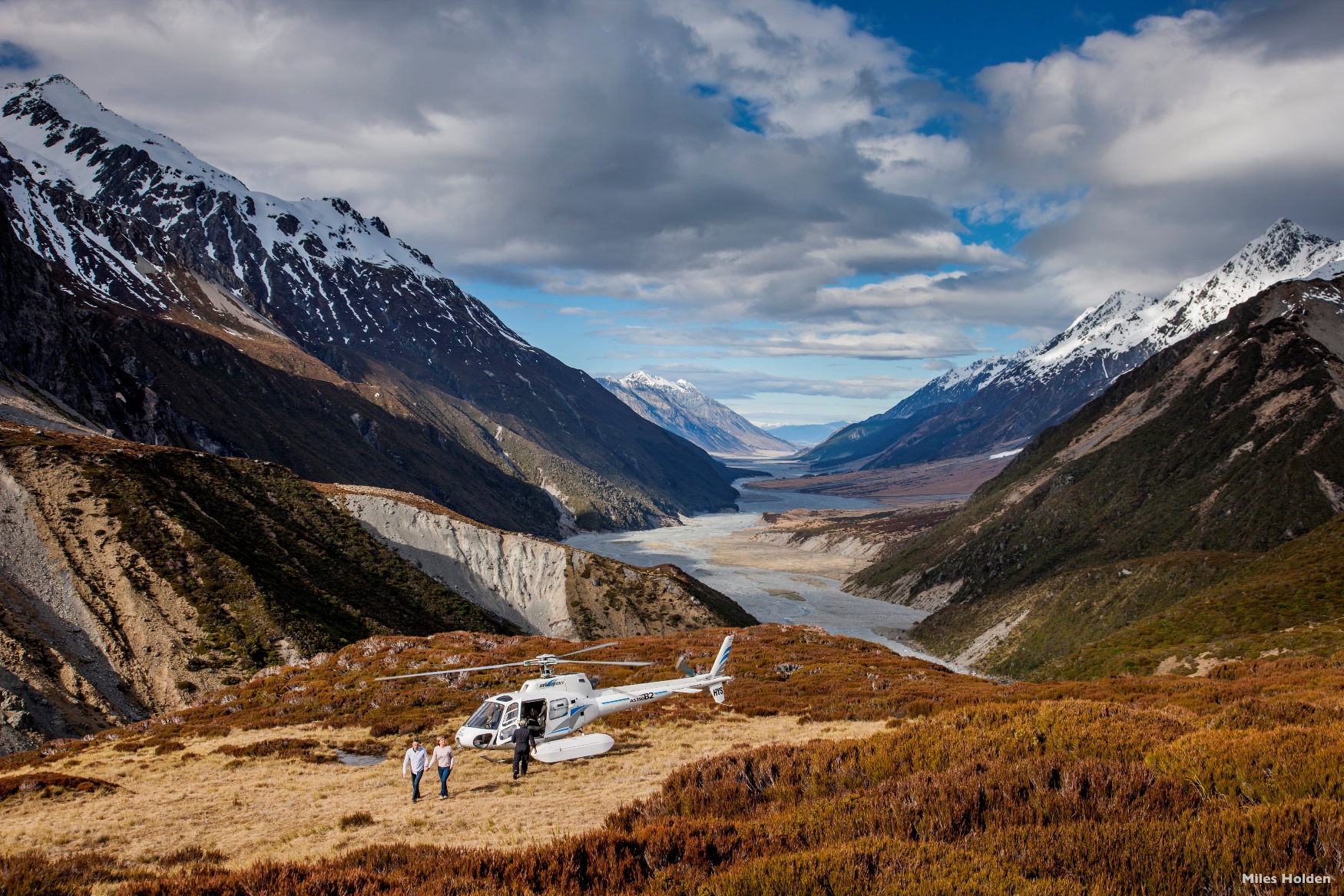 A helicopter in the Southern Alps of New Zealand - photo credit Miles Holden