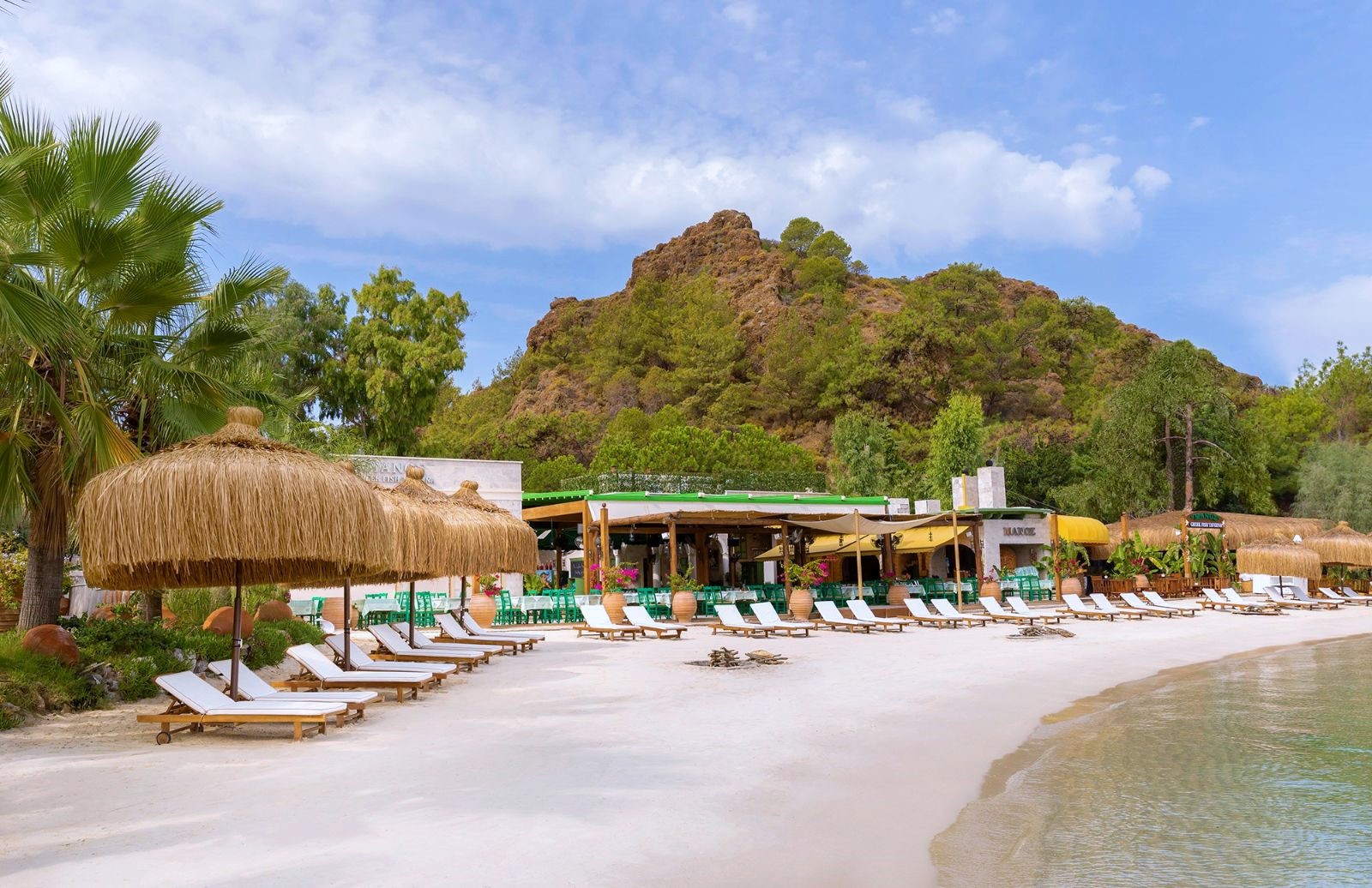 Beachfront at D Maris Bay Hotel on the Datça Peninsula of Turkey.
