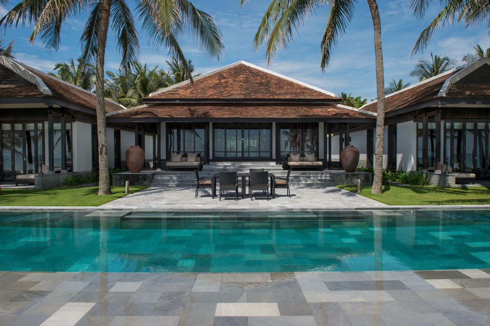 Pool in front of a one bedroom villa at luxury resort Four seasons Nam Hai 