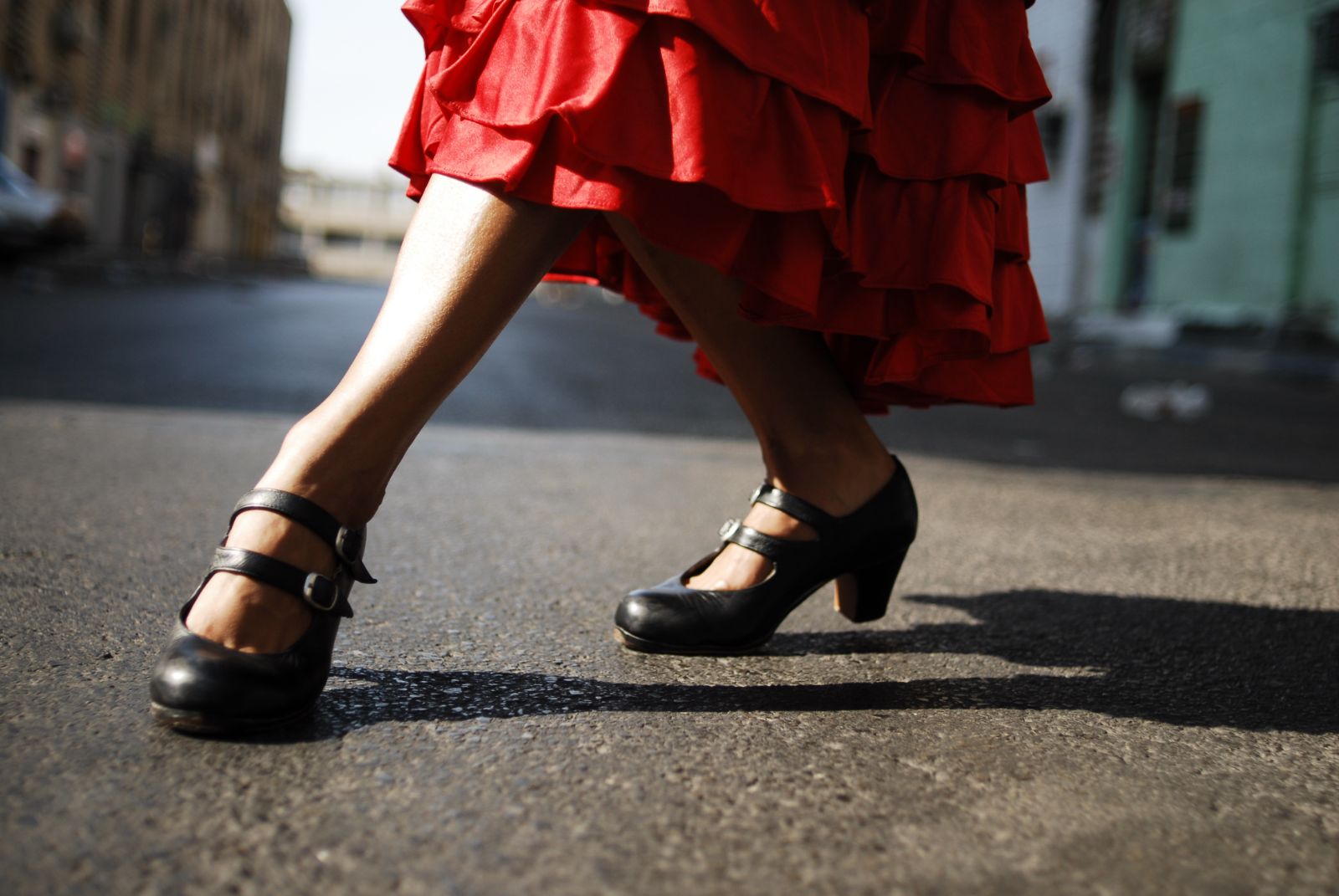 Close up of female tango dancers feet