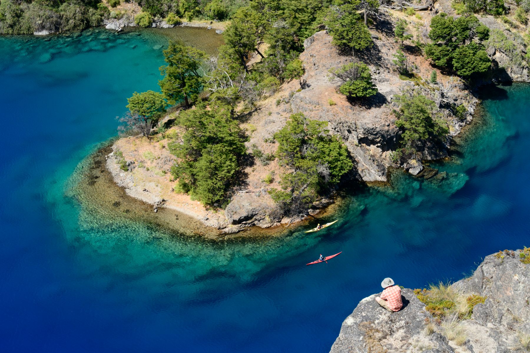 Guests kayaking along the Cochrane river from Explora Patagonia National Park lodge in Chile