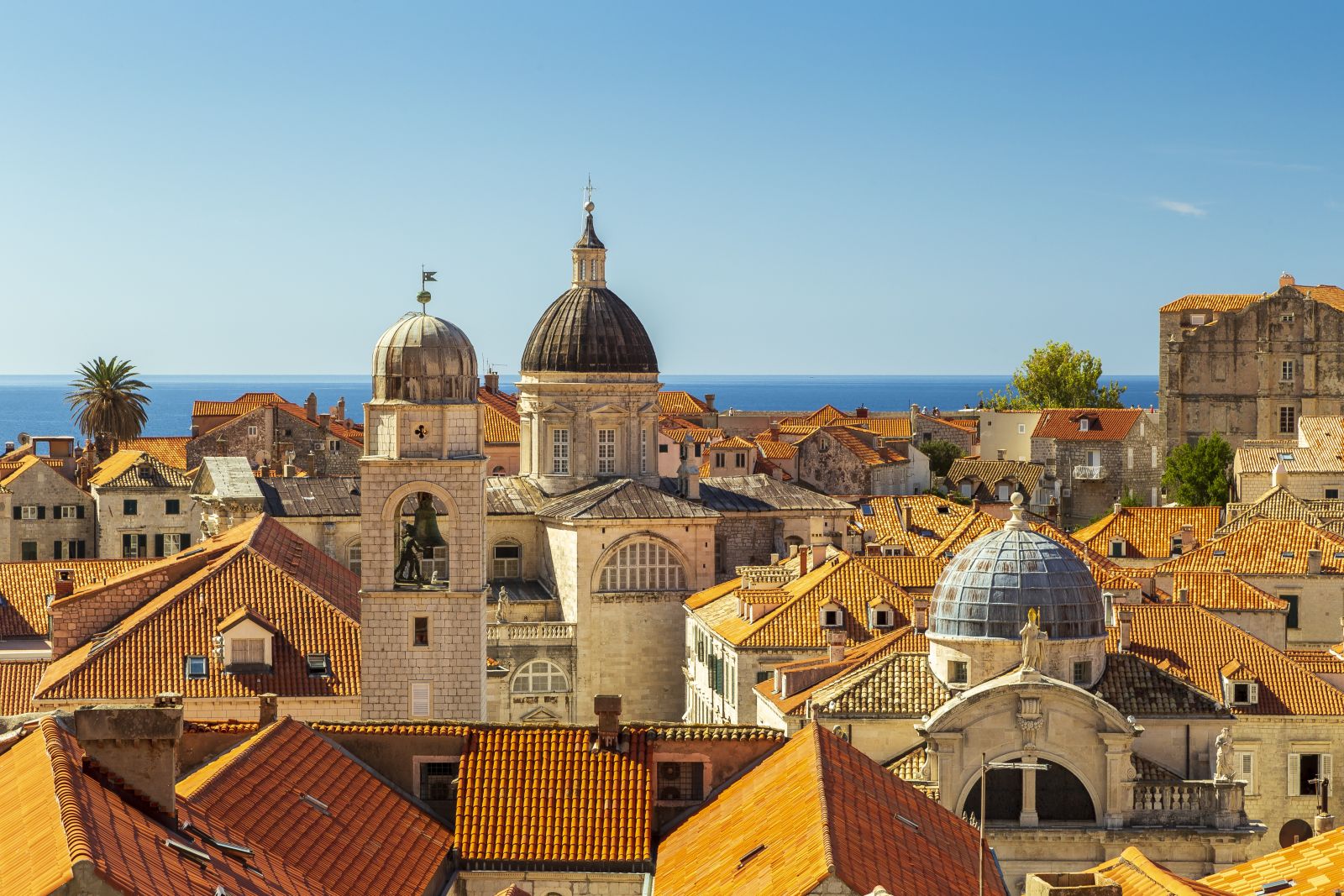 The terracotta rooftops and church spires of Dubrovnik in Croatia