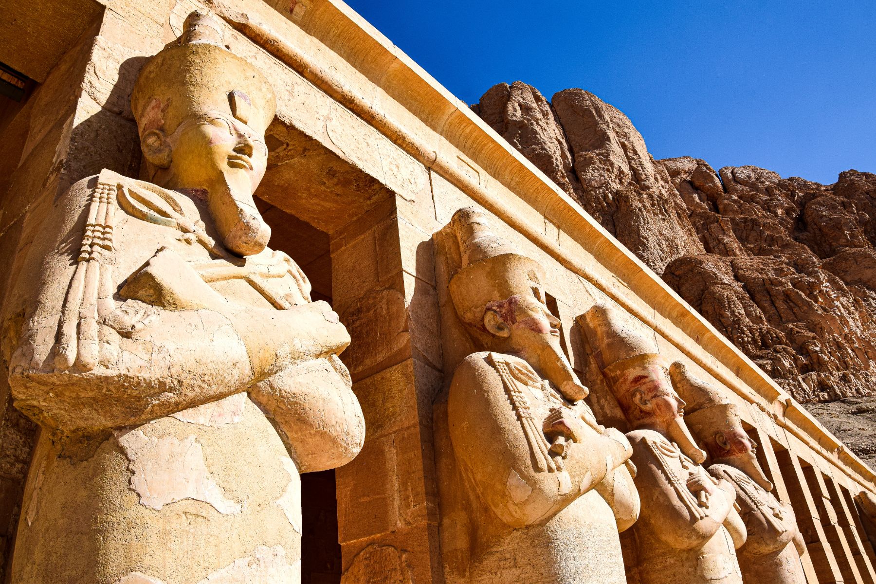 Line of statues outside the Luxor Temple in Egypt