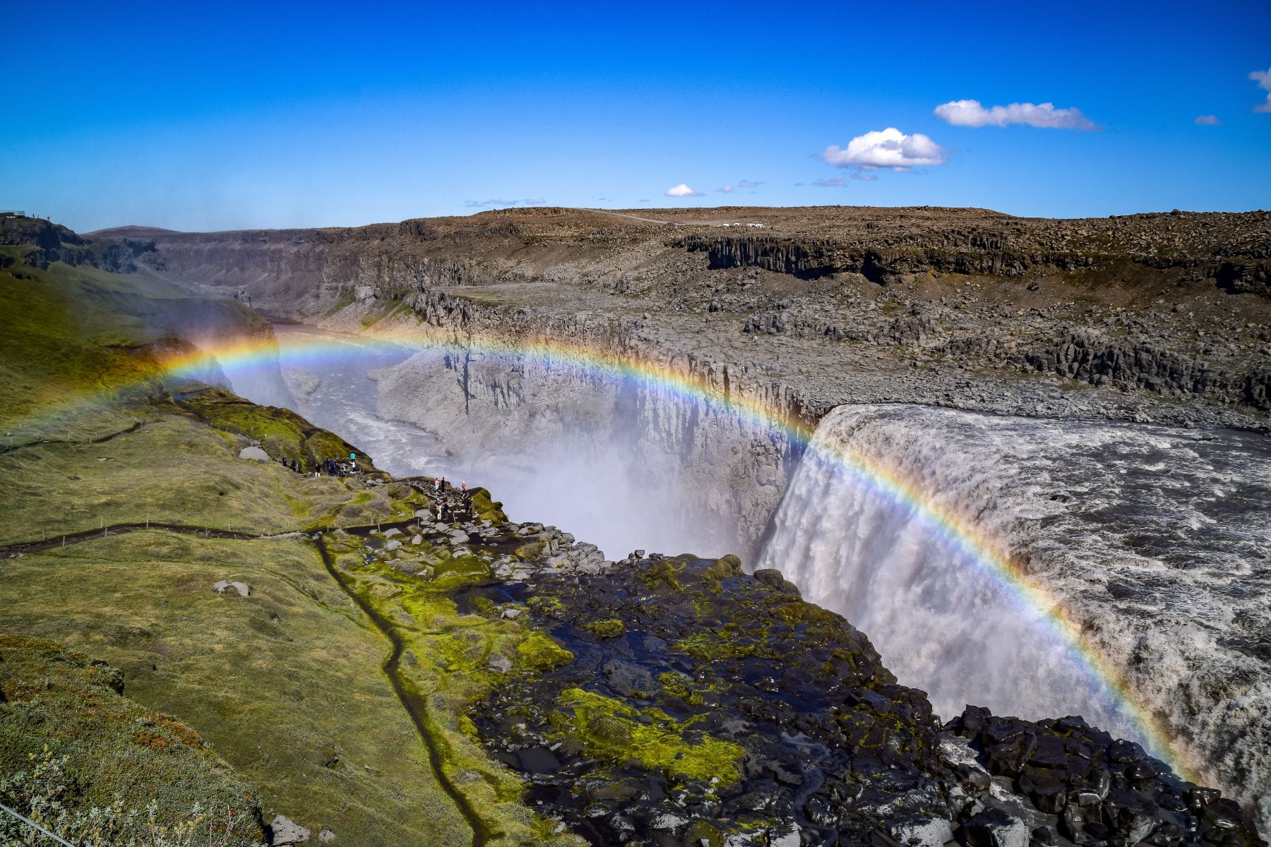 A rainbow over the Gulfoss waterfall in Iceland