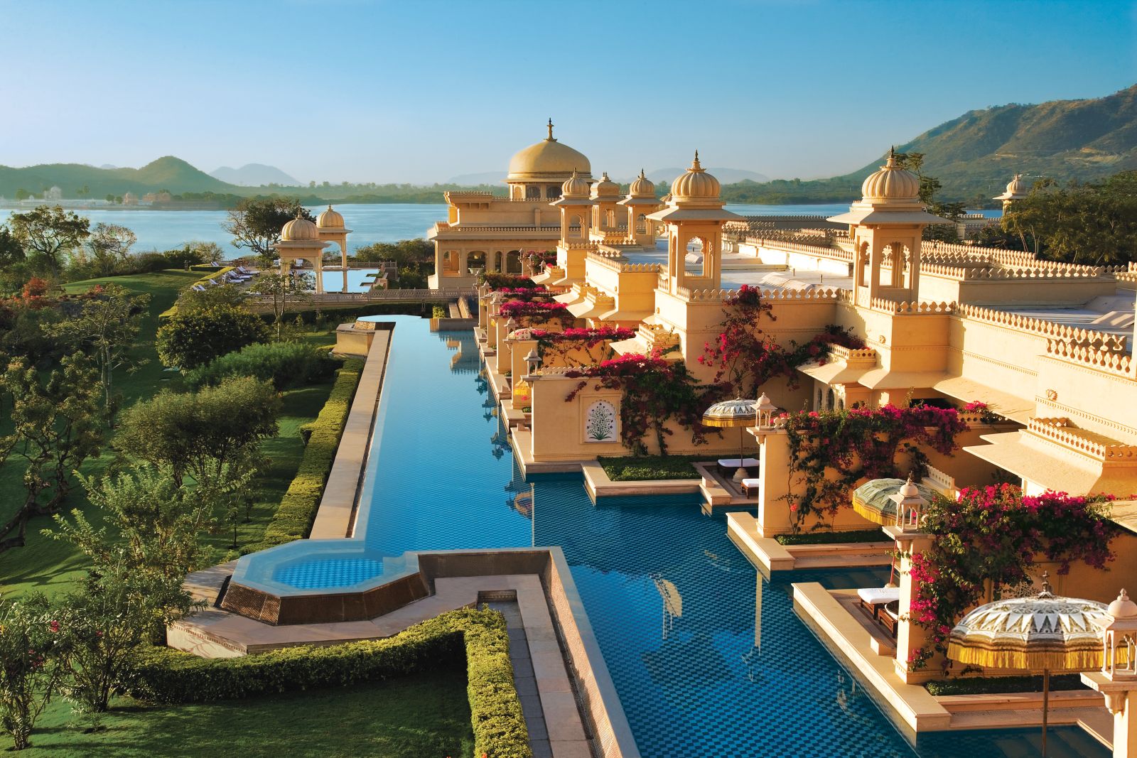 Aerial view of the Oberoi Udavilas in Udaipur