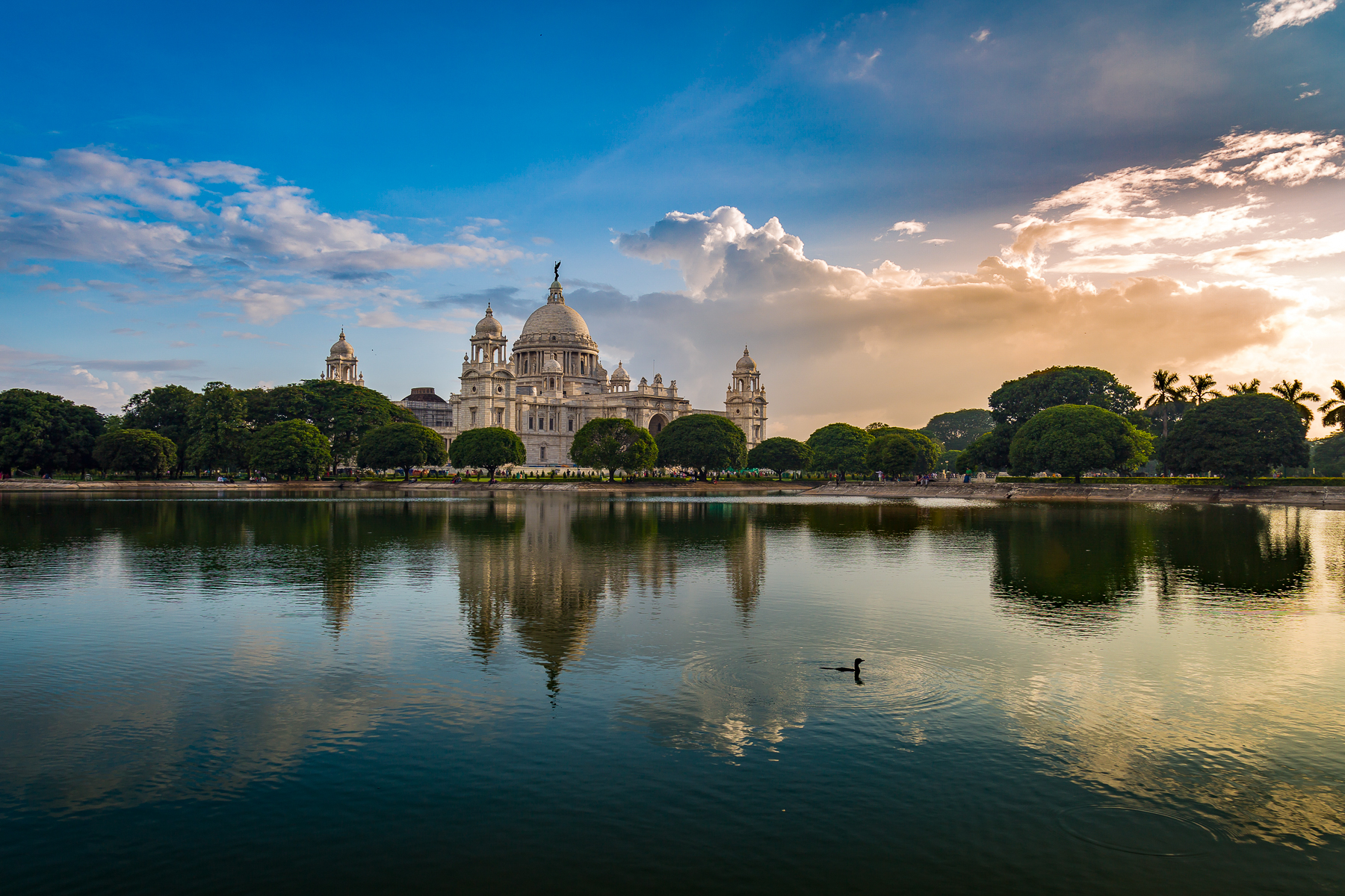 View of Victoria Memorial from across the river in Kolkata