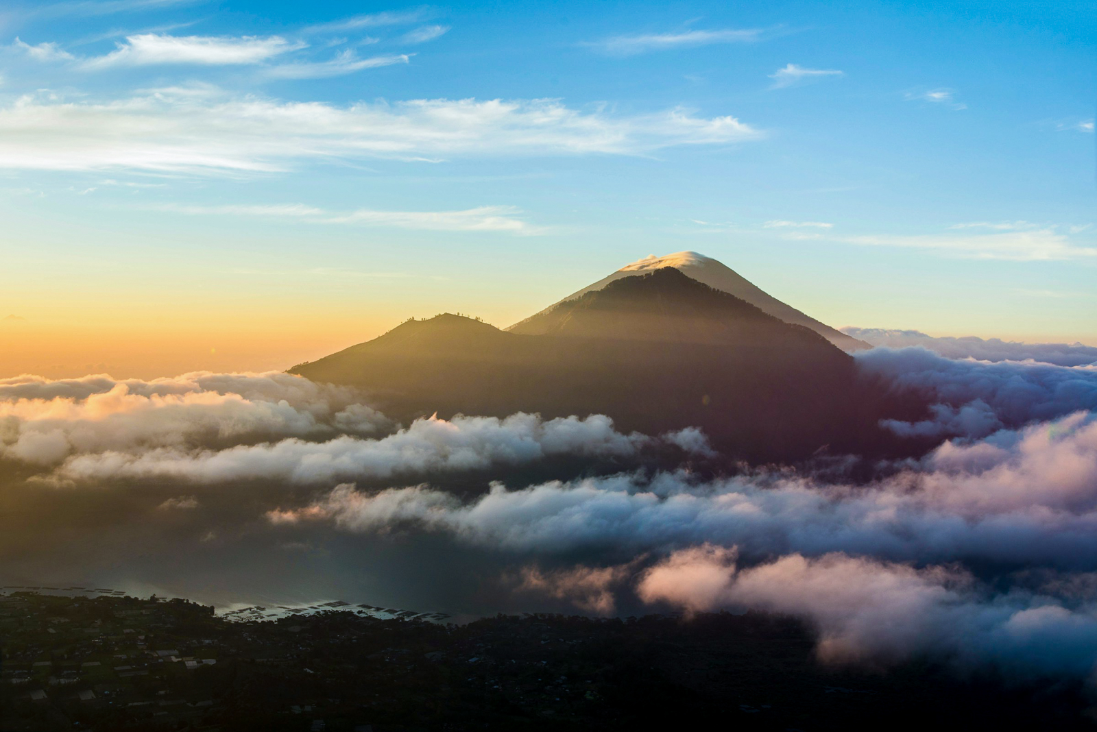 Sunset over Mount Batur in Indonesia