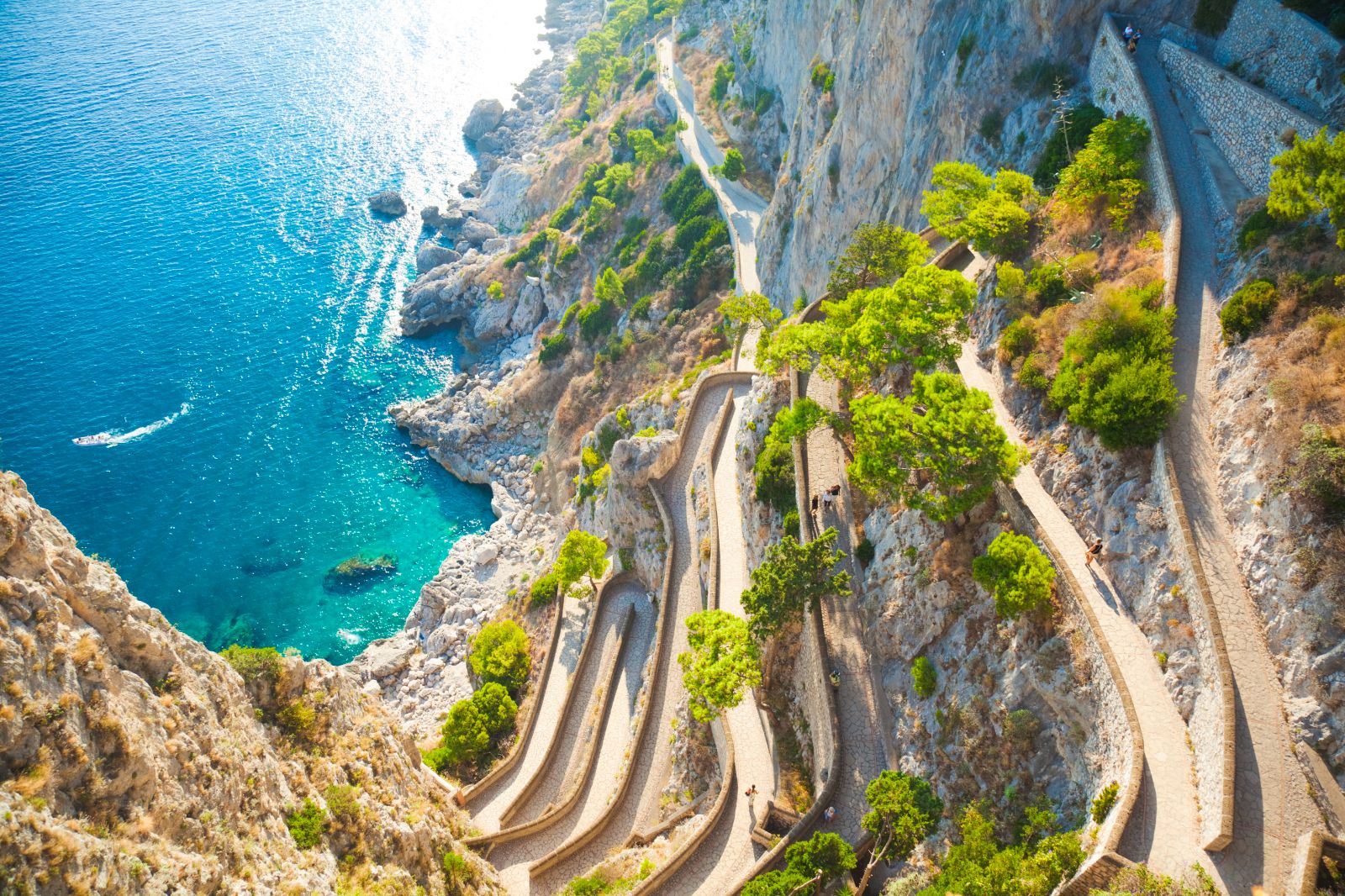 Aerial view of a road along the Amalfi Coast