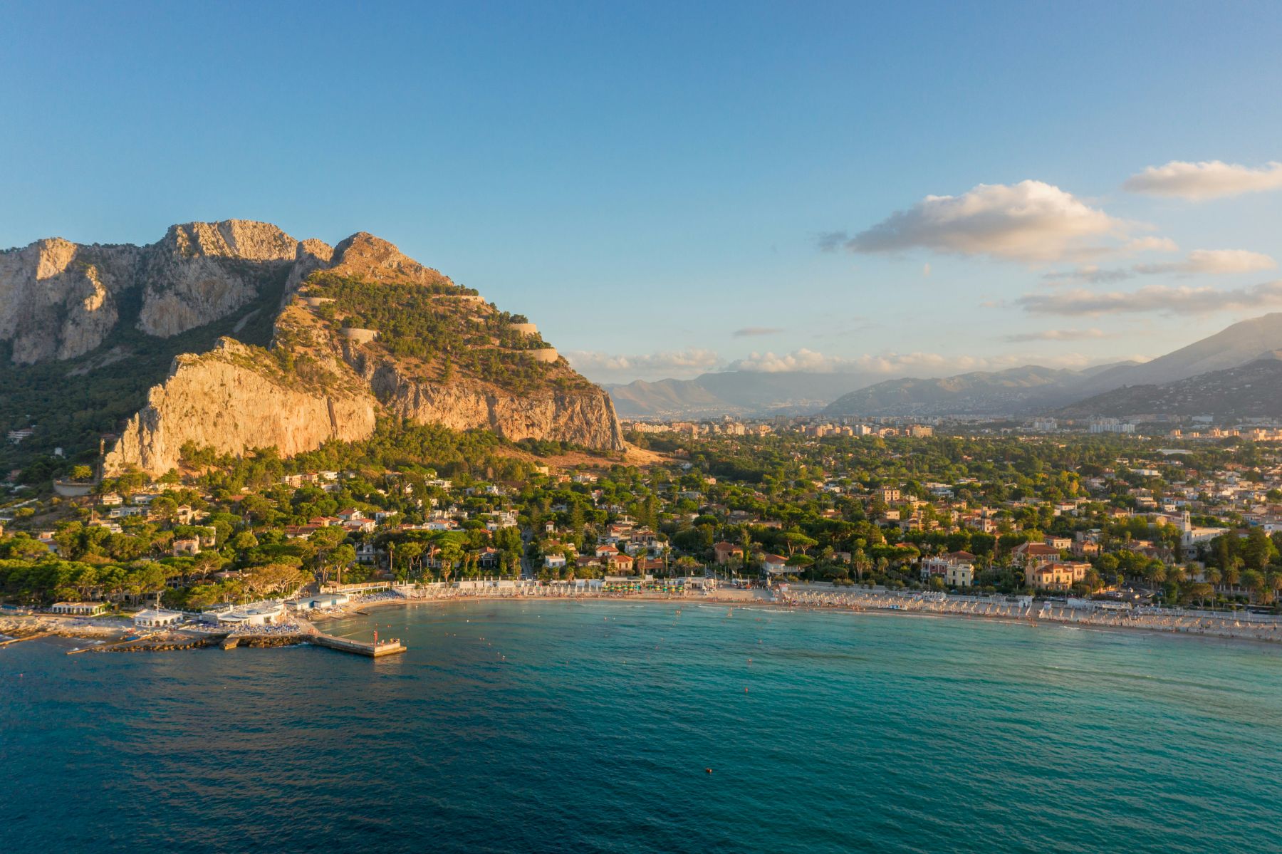 Aerial view of the Mondello Coastline in Sicily