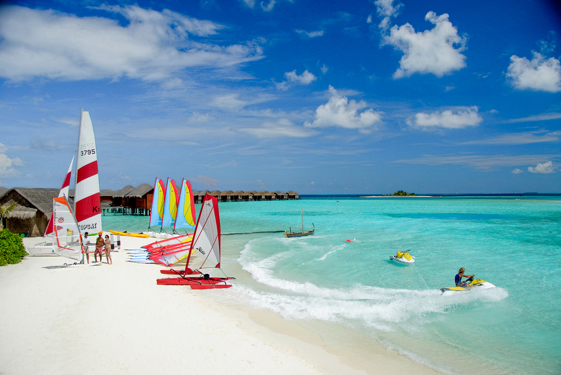 Water sports on the beach of Anantara Dhigu in the Maldives