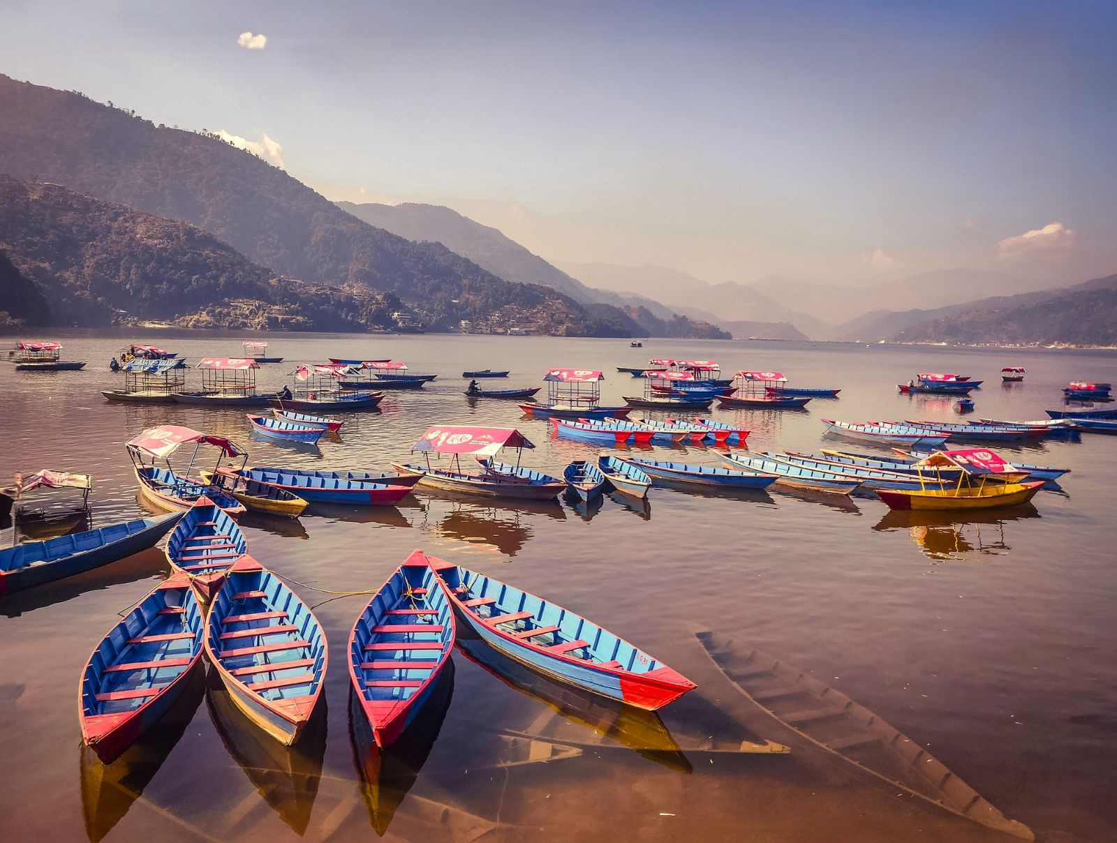 Boats moored in Pokhara