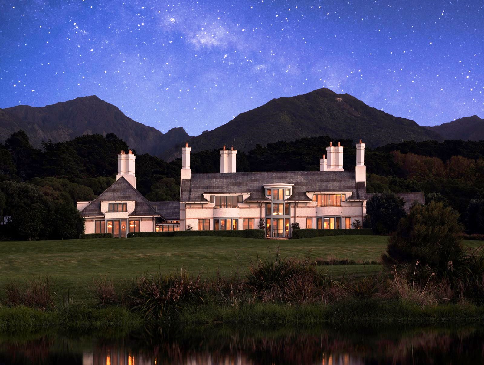 The night sky behind Wharekauhau Country Estate on New Zealand's North Island