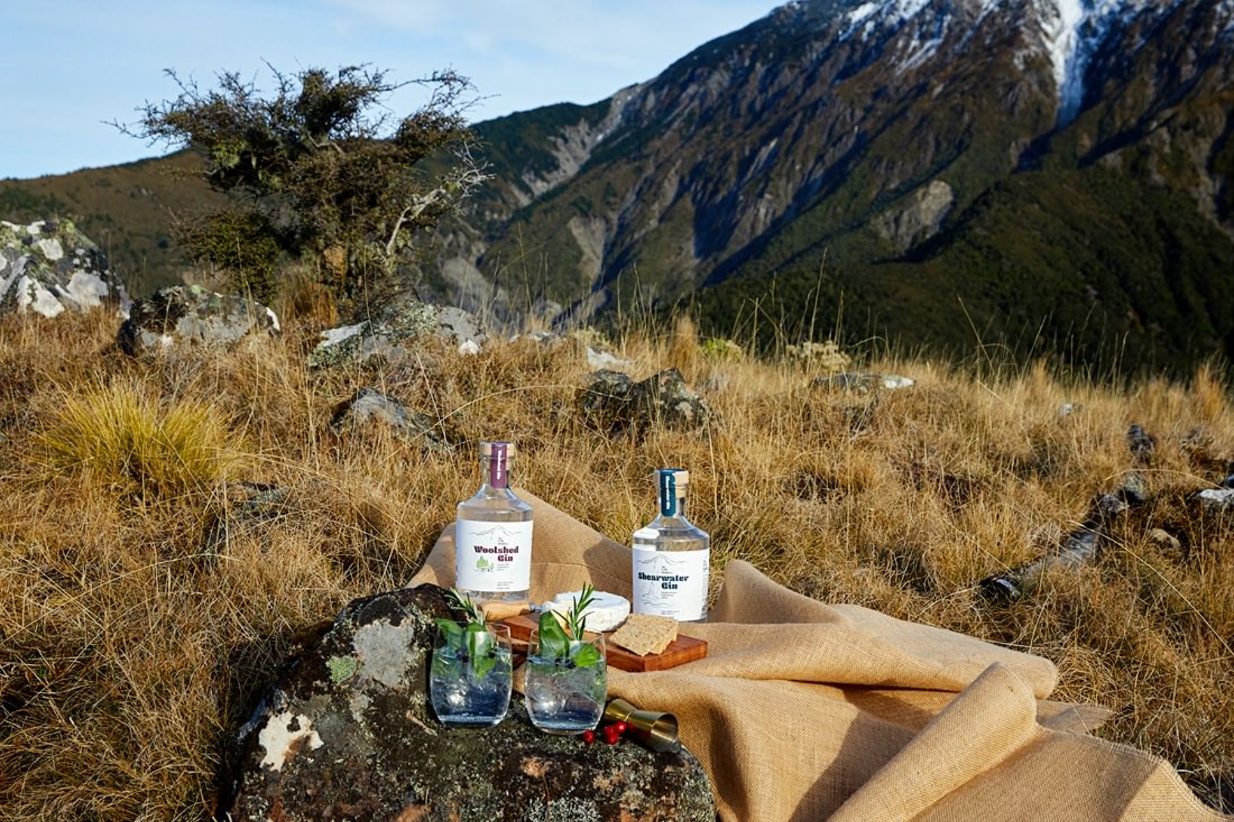 Gin tasting in the mountains at Mt Fyffe distillery in New Zealand