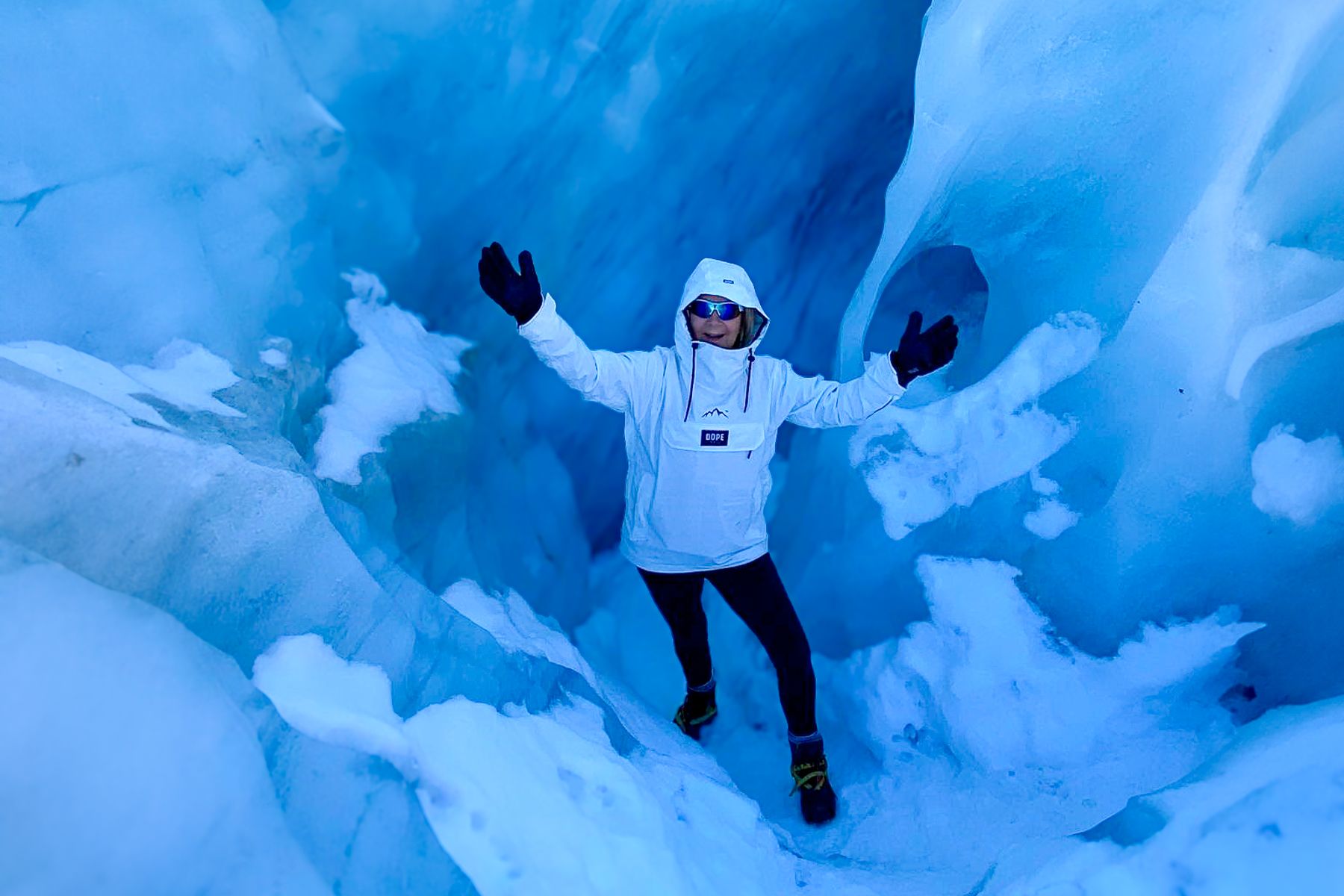 Red Savannah's New Zealand specialist Rachel Cooper in a glacier