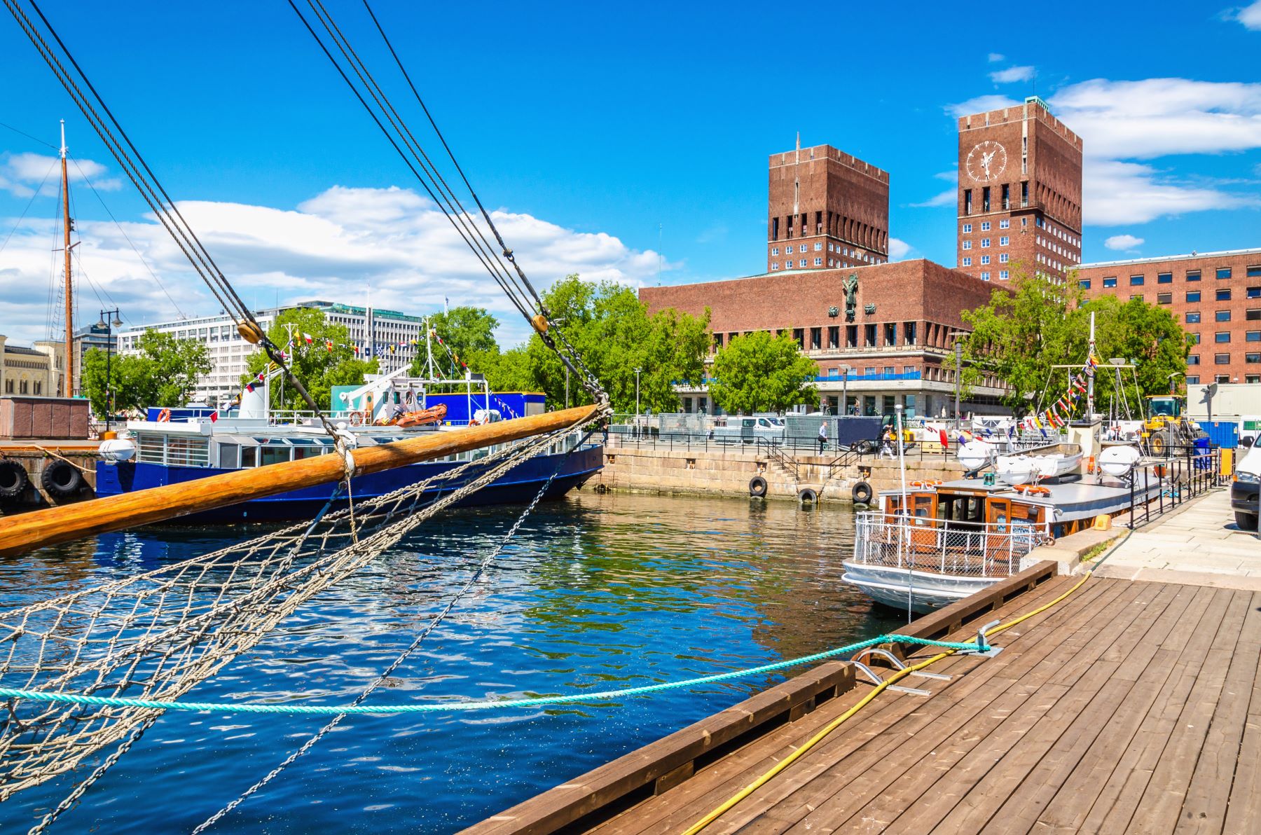 Boats moored in Oslo Harbour