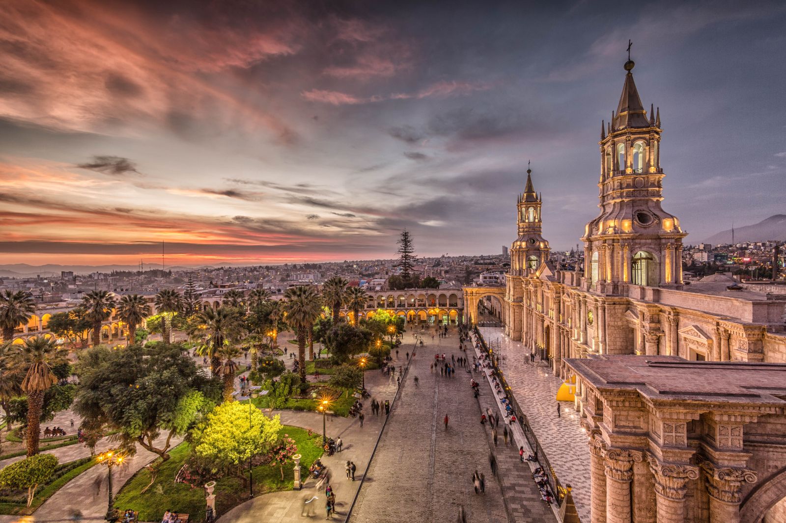 Aerial view of Plaza de Armas in Cusco, Peru