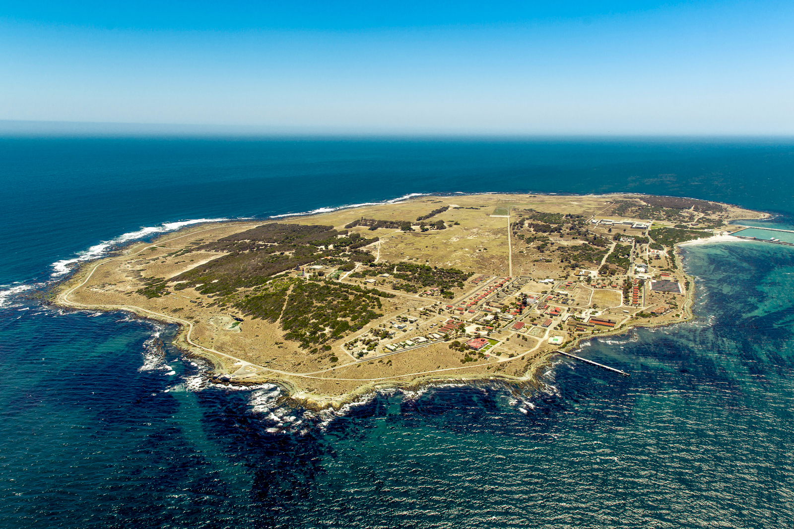 Aerial view of Robben Island off the coast of Cape Town