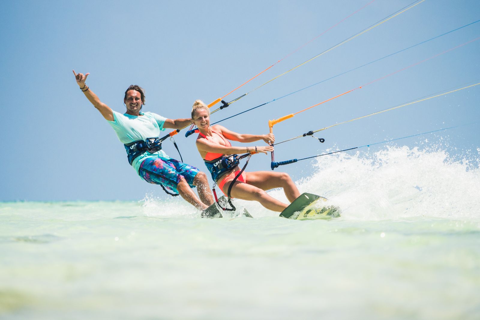 Kite surfing at White Sands resort in Zanzibar