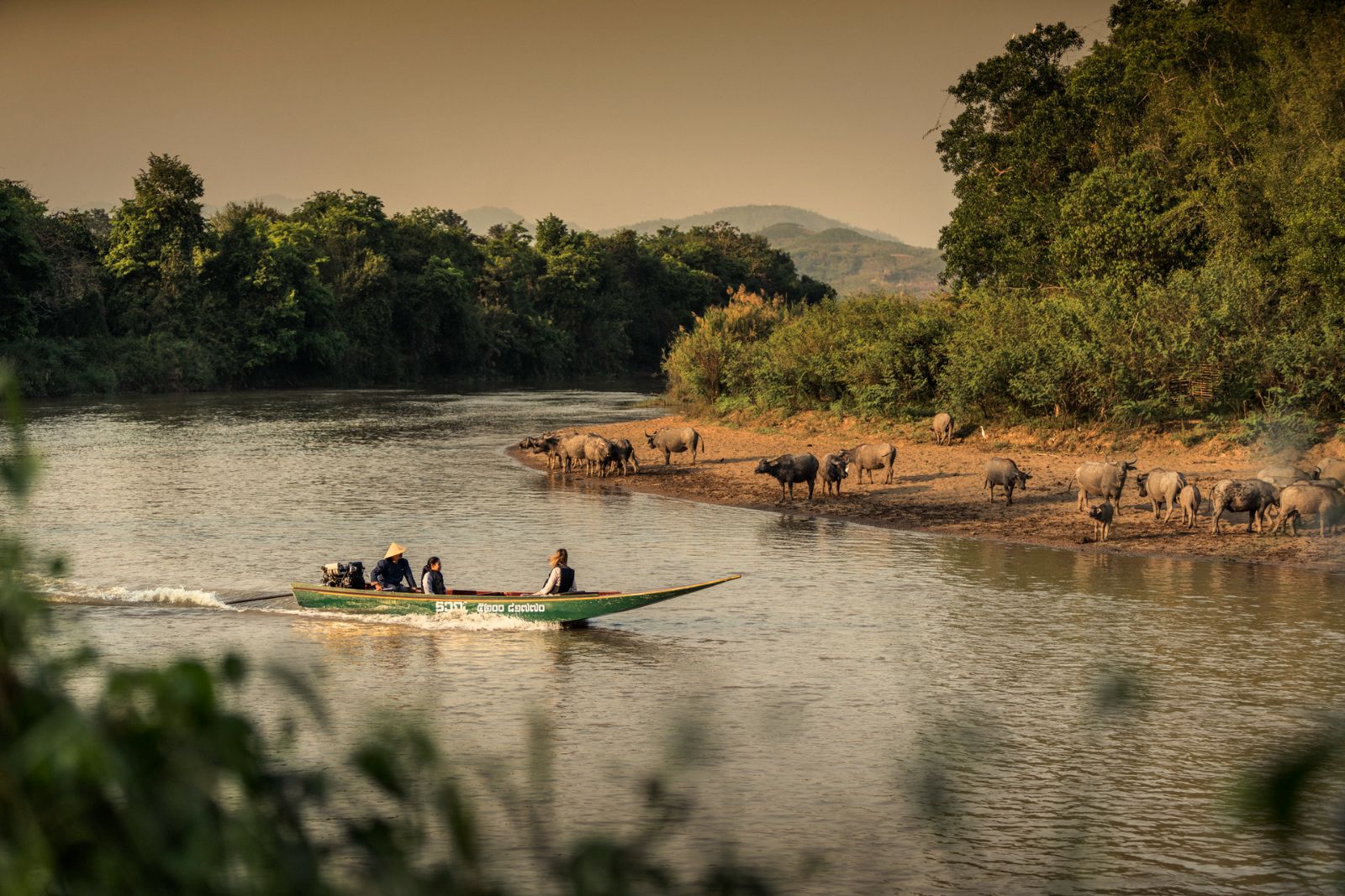 Boat excursion on the river at Four Seasons Tented Camp Golden Triangle in Chiang Rai