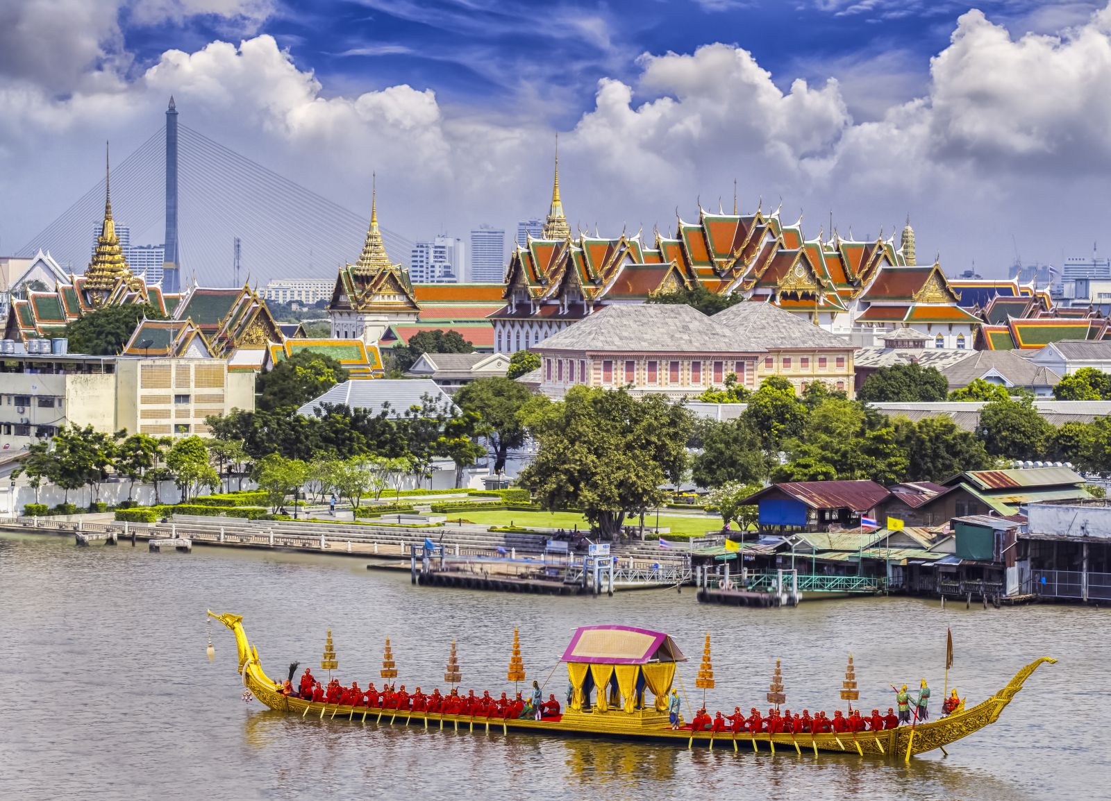 Traditional sail boat on the river in Bangkok Thailand