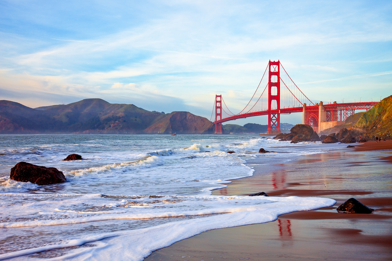 Golden Gate Bridge viewed from the beach in San Francisco, Callifornia