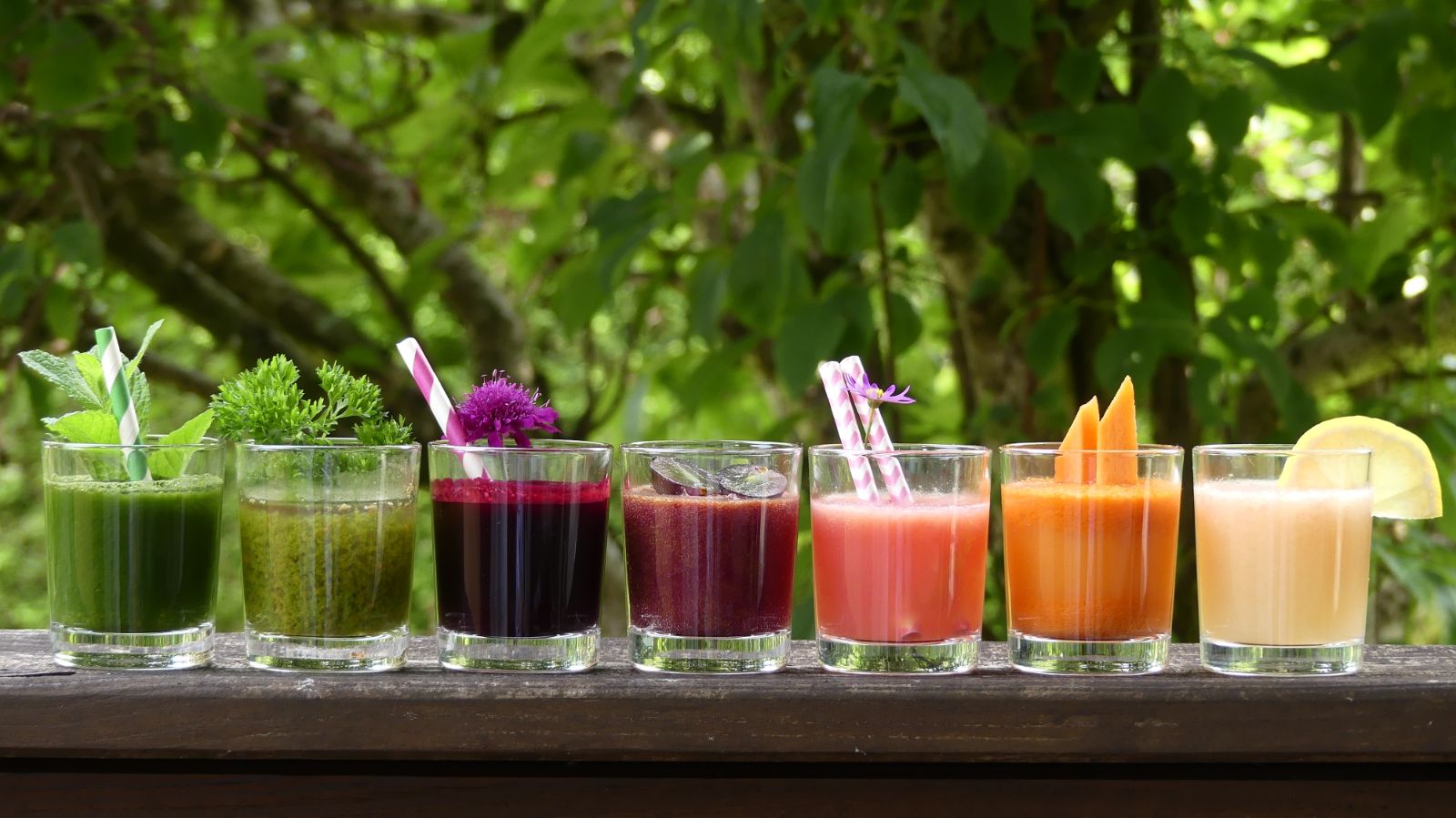 A colourful selection of healthy drinks