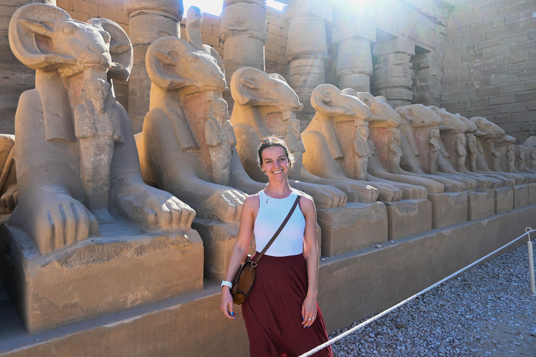 Red Savannah destination specialist Nora Berberich outside the Luxor Temple in Egypt